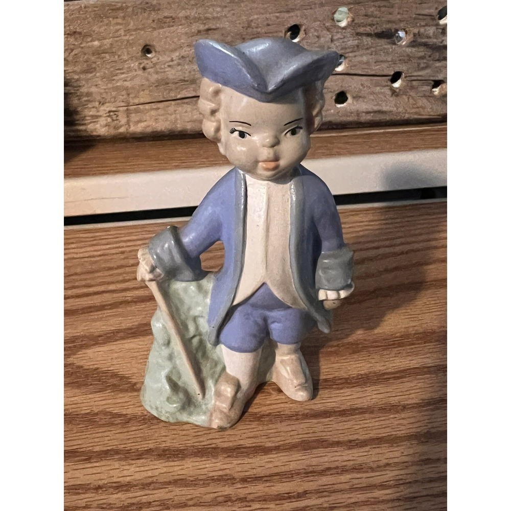 Soldier Colonial Boy Ceramic Decor Figurine Vintage Hand Painted Cottagecore MCM
